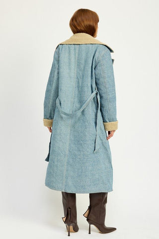 Faux Shearling Denim Coat from Coats & Jackets collection you can buy now from Fashion And Icon online shop