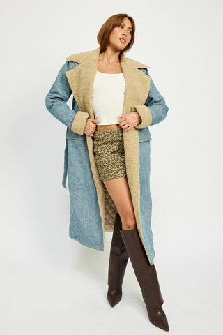 Faux Shearling Denim Coat from Coats & Jackets collection you can buy now from Fashion And Icon online shop