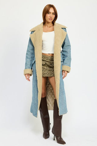 Faux Shearling Denim Coat from Coats & Jackets collection you can buy now from Fashion And Icon online shop