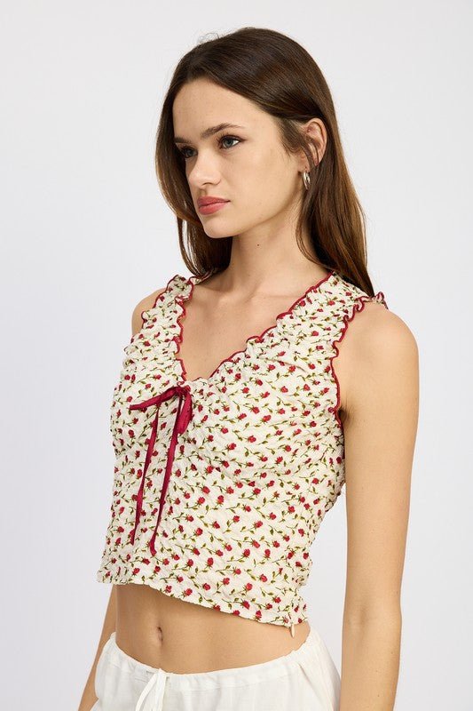 Floral Ruched Top from Crop Tops collection you can buy now from Fashion And Icon online shop