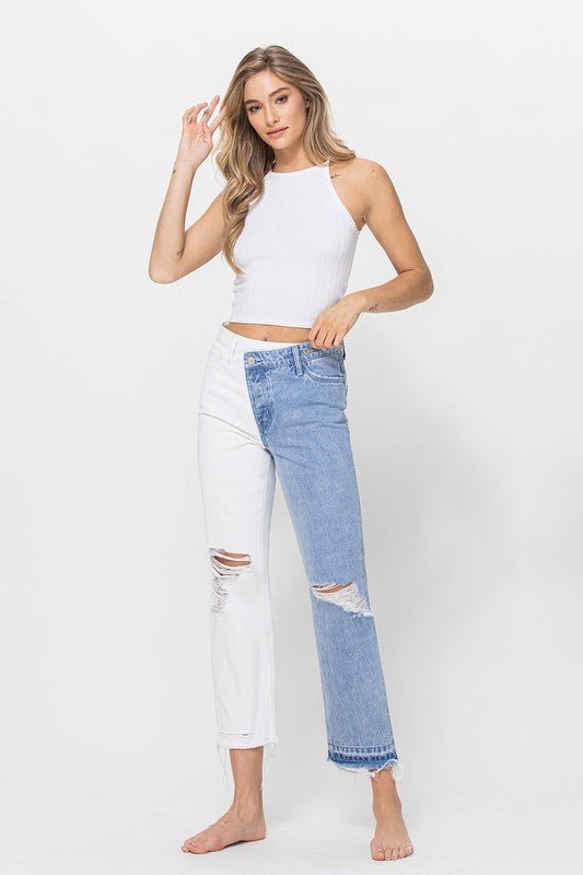 High Rise Crop Straight Jeans from Straight Jean collection you can buy now from Fashion And Icon online shop