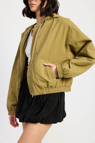 Hooded Denim Bomber Jacket from Denim Jackets collection you can buy now from Fashion And Icon online shop