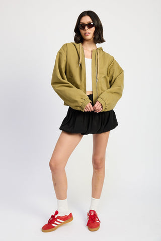 Hooded Denim Bomber Jacket from Denim Jackets collection you can buy now from Fashion And Icon online shop