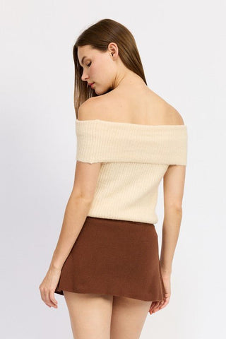 Ivory Off Shoulder Sweater from Sweaters collection you can buy now from Fashion And Icon online shop