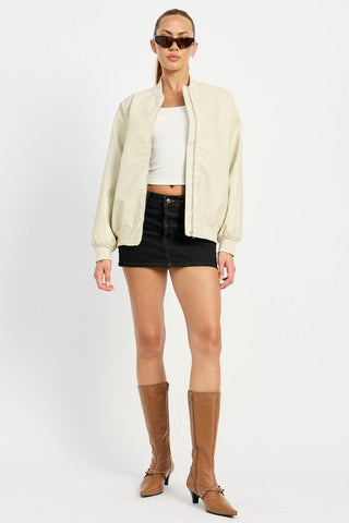 Leather Bomber Jacket from Faux Leather Jacket collection you can buy now from Fashion And Icon online shop