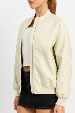 Leather Bomber Jacket from Faux Leather Jacket collection you can buy now from Fashion And Icon online shop