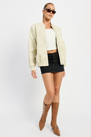 Leather Bomber Jacket from Faux Leather Jacket collection you can buy now from Fashion And Icon online shop