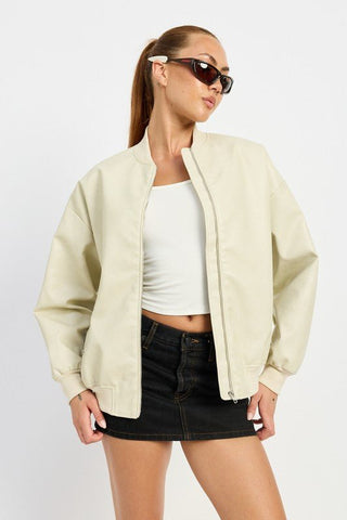Leather Bomber Jacket from Faux Leather Jacket collection you can buy now from Fashion And Icon online shop