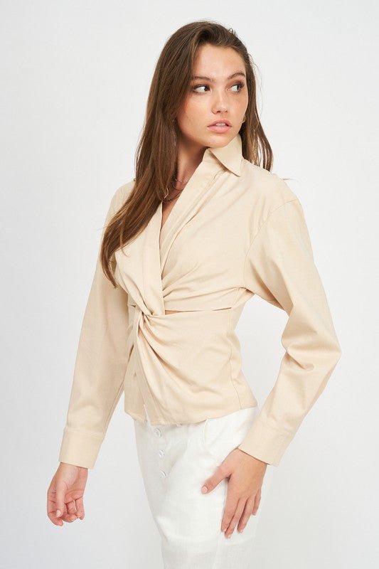 Long Sleeve Twist Front Top from collection you can buy now from Fashion And Icon online shop