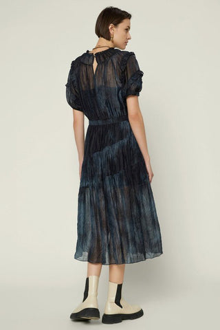 Midnight Whisper Tiered Midi Dress from Short Sleeve Midi Dress collection you can buy now from Fashion And Icon online shop