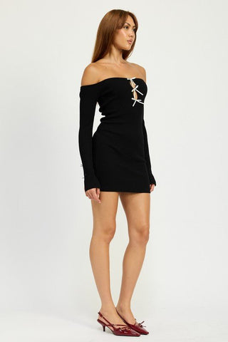Off Shoulder Bodycon Dress from Mini Dresses collection you can buy now from Fashion And Icon online shop