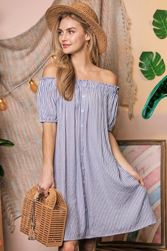 Off Shoulder Button Down Dress from Off Shoulder Dress collection you can buy now from Fashion And Icon online shop