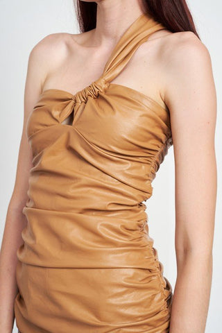 One Shoulder Pleated Mini Dress from collection you can buy now from Fashion And Icon online shop