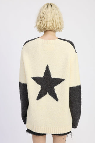 Oversized Star Print Long Sleeve Sweater from Crew Neck Sweater collection you can buy now from Fashion And Icon online shop