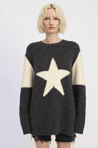 Oversized Star Print Long Sleeve Sweater from Crew Neck Sweater collection you can buy now from Fashion And Icon online shop