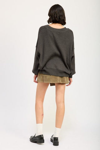 Oversized V - Neck Sweater from Sweaters collection you can buy now from Fashion And Icon online shop