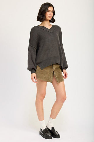Oversized V - Neck Sweater from Sweaters collection you can buy now from Fashion And Icon online shop