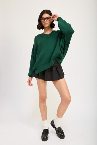 Oversized V - Neck Sweater from Sweaters collection you can buy now from Fashion And Icon online shop