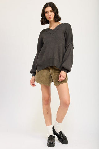 Oversized V - Neck Sweater from Sweaters collection you can buy now from Fashion And Icon online shop