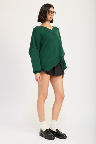 Oversized V - Neck Sweater from Sweaters collection you can buy now from Fashion And Icon online shop