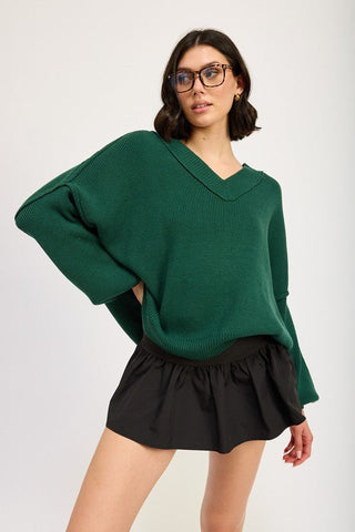 Oversized V - Neck Sweater from Sweaters collection you can buy now from Fashion And Icon online shop
