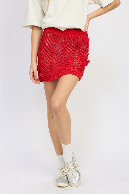Red Crochet Mini Skirt from Mini Skirts collection you can buy now from Fashion And Icon online shop