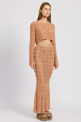 Rose Crochet Maxi Skirt from Maxi Skirts collection you can buy now from Fashion And Icon online shop