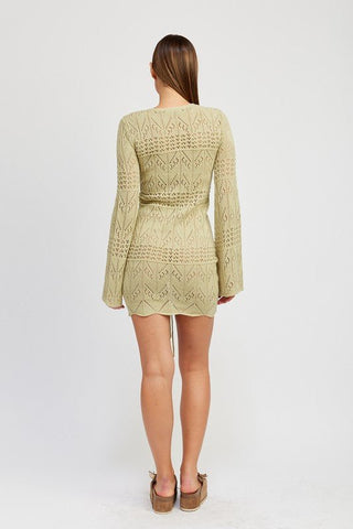 RUCHED CROCHET MINI DRESS from collection you can buy now from Fashion And Icon online shop