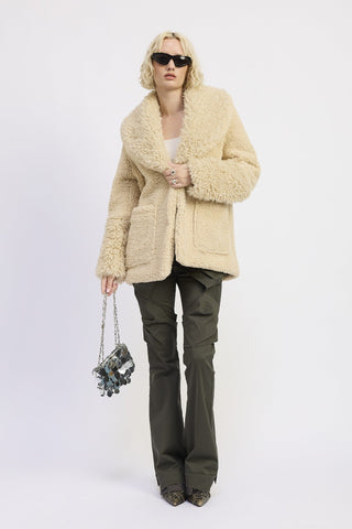 Sherpa Jacket with Fur Trim Pockets from Faux Fur Jacket collection you can buy now from Fashion And Icon online shop