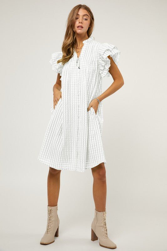 Shirt Dress With Ruffle Sleeves from Babydoll Dress collection you can buy now from Fashion And Icon online shop