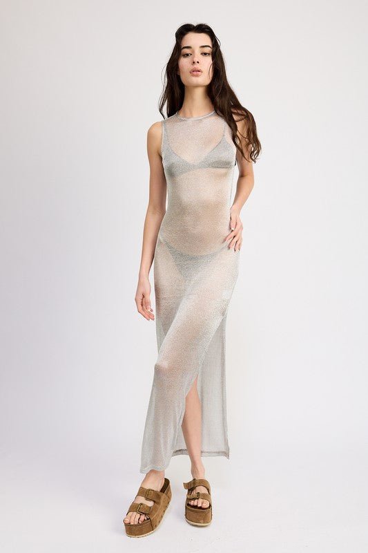 Silver Sheer Maxi Dress from Maxi Dresses collection you can buy now from Fashion And Icon online shop