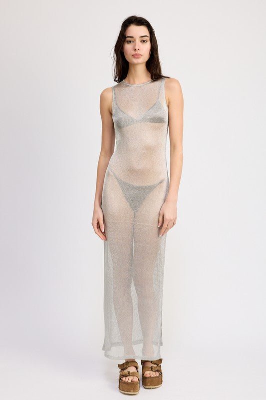 Silver Sheer Maxi Dress from Maxi Dresses collection you can buy now from Fashion And Icon online shop