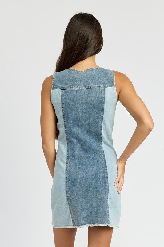Sleeveless Denim Mini Dress from Mini Dresses collection you can buy now from Fashion And Icon online shop