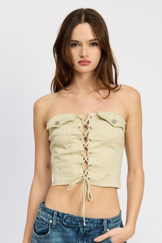 Sleeveless Lace Up Corset Top from Crop Tops collection you can buy now from Fashion And Icon online shop