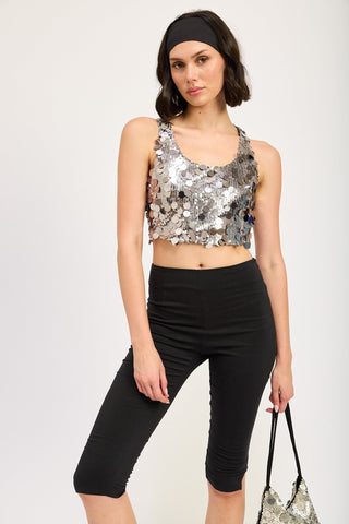 Sparkly Cropped Sequin Tank Top from Sleeveless Top collection you can buy now from Fashion And Icon online shop