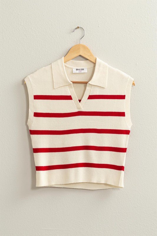 Striped Sleeveless Polo Top from Polo Vest collection you can buy now from Fashion And Icon online shop