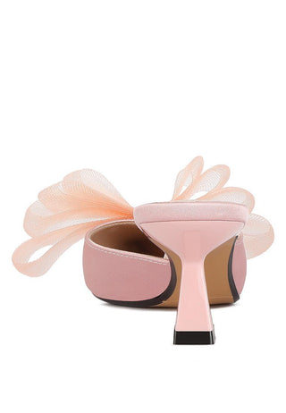 Stylish Pointed Toe Bow Kitten Heel Mules from Mule collection you can buy now from Fashion And Icon online shop