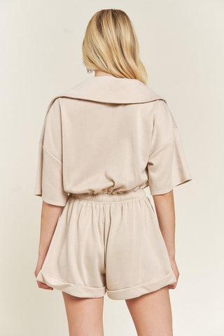 TERRY ZIP FRONT ROMPER from collection you can buy now from Fashion And Icon online shop