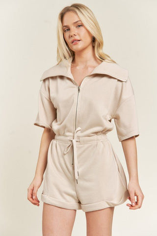 TERRY ZIP FRONT ROMPER from collection you can buy now from Fashion And Icon online shop