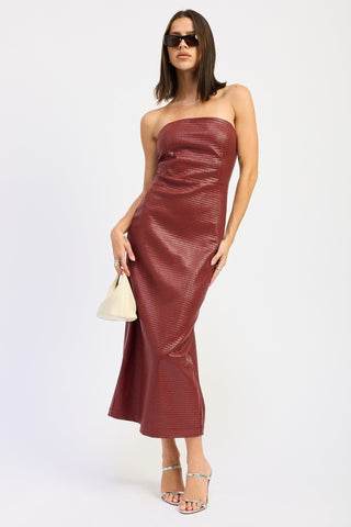 Valentina Burgundy Strapless Midi Dress from Tube Midi Dress collection you can buy now from Fashion And Icon online shop