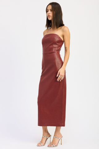 Valentina Burgundy Strapless Midi Dress from Tube Midi Dress collection you can buy now from Fashion And Icon online shop