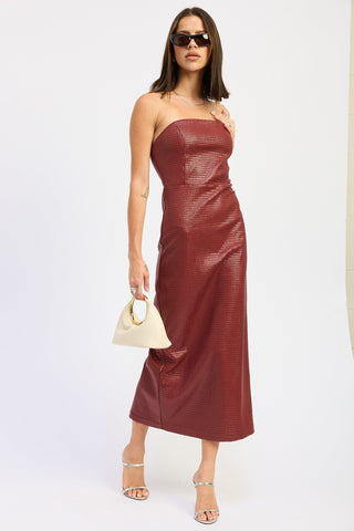 Valentina Burgundy Strapless Midi Dress from Tube Midi Dress collection you can buy now from Fashion And Icon online shop