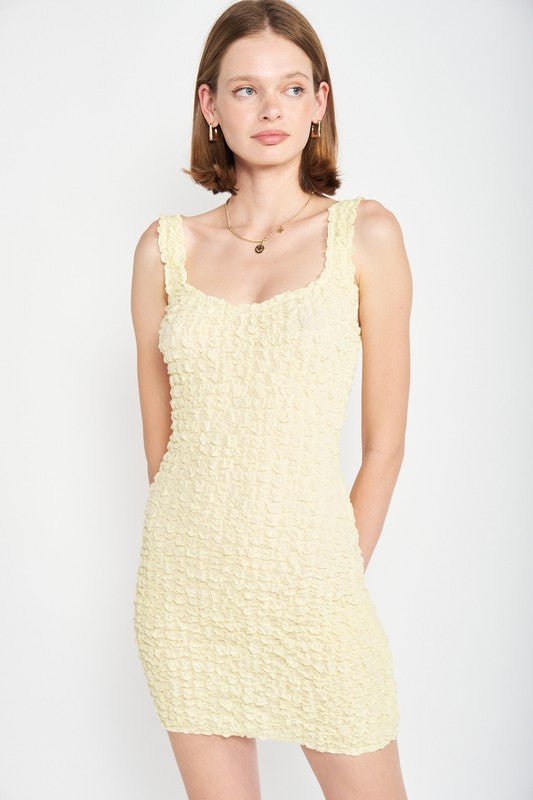 Yellow Smocked Mini Dress from Mini Dresses collection you can buy now from Fashion And Icon online shop