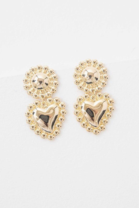 14k Gold Plating Affinity Heart Drop Earrings from Earrings collection you can buy now from Fashion And Icon online shop