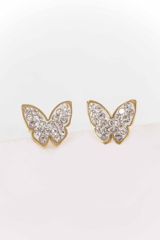14k Gold Plating Diamond Butterfly Stud Earrings from Earrings collection you can buy now from Fashion And Icon online shop