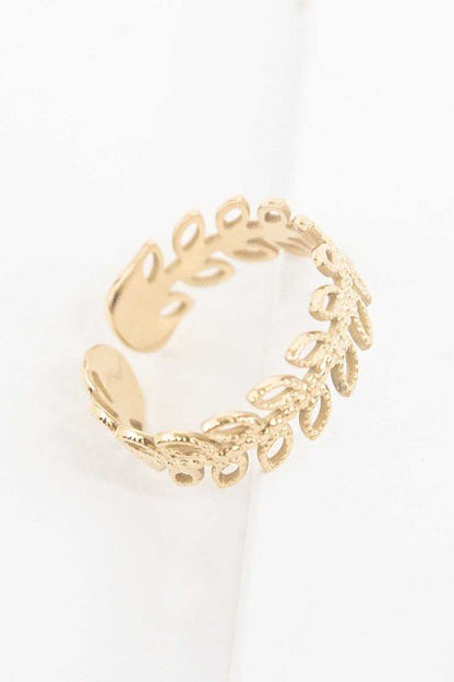 14k Gold Plating Fern Ring from Rings collection you can buy now from Fashion And Icon online shop