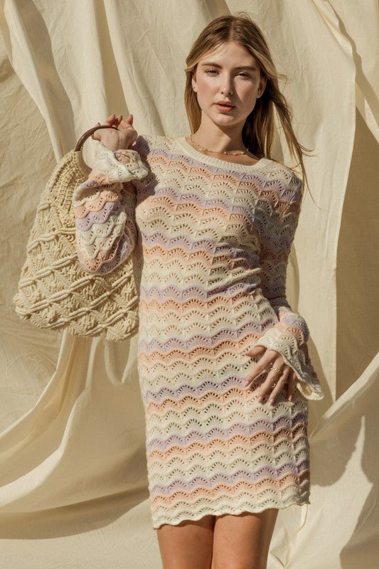 Bell Sleeve Knitted Dress from Mini Dresses collection you can buy now from Fashion And Icon online shop