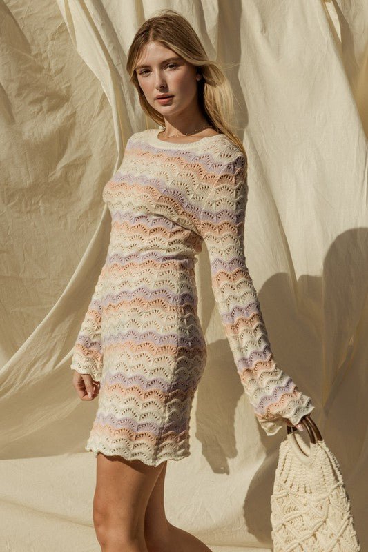Bell Sleeve Knitted Dress from Mini Dresses collection you can buy now from Fashion And Icon online shop