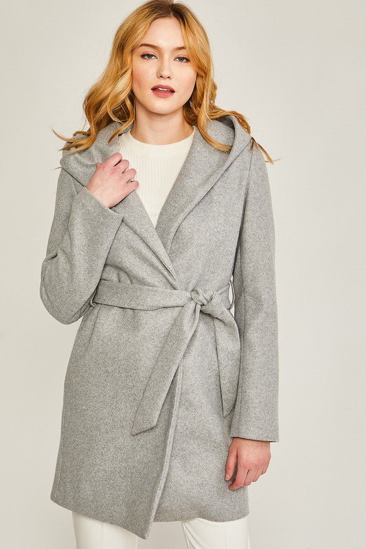 Belted Coat With Hoodie from Coats collection you can buy now from Fashion And Icon online shop