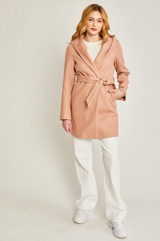 Belted Coat With Hoodie from Coats collection you can buy now from Fashion And Icon online shop